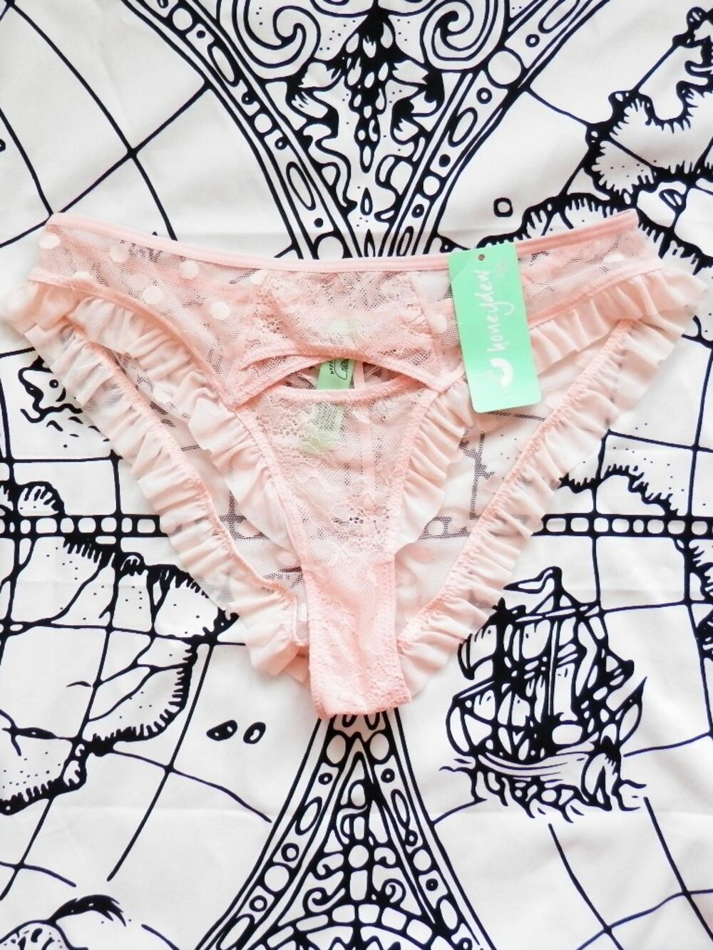 Honeydew Dani Hipster Sheer Polka Dot Ruffle Trim Panties NWT, Size S